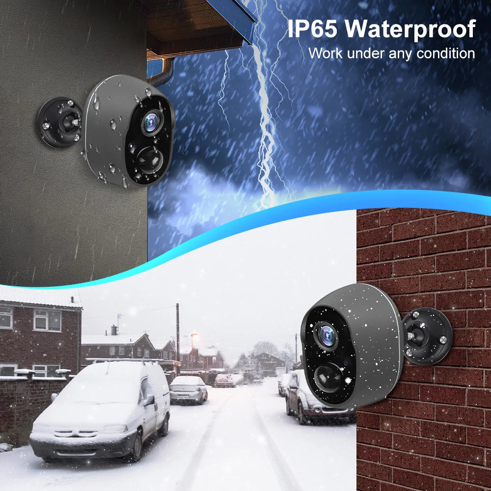 3MP WLAN Akku Kamera IP65 mit PIR & Sirene Outdoor