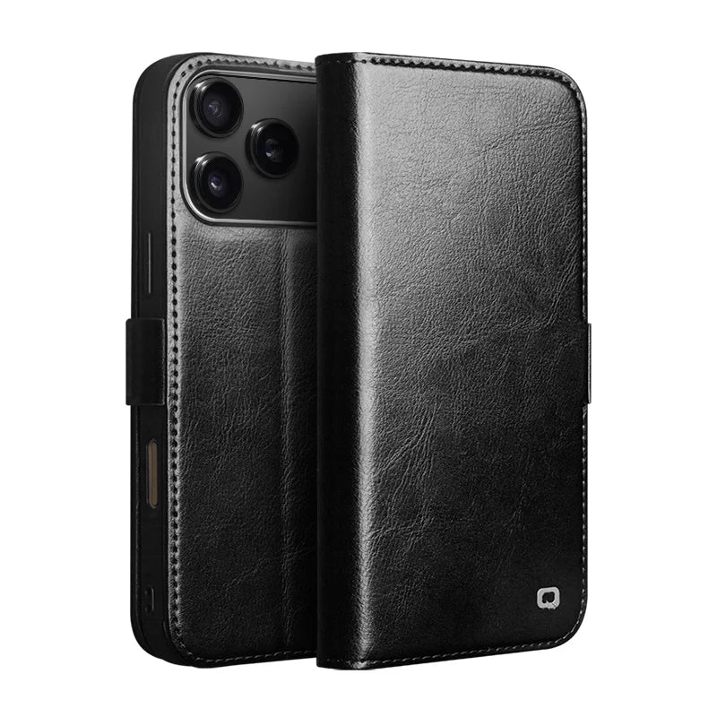 Luxus Echtleder Flip Hülle für iPhone 17 Pro Max