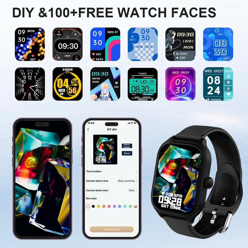 Smartwatch 2,01" HD Display mit Anruf- & Nachrichtenfunktion
