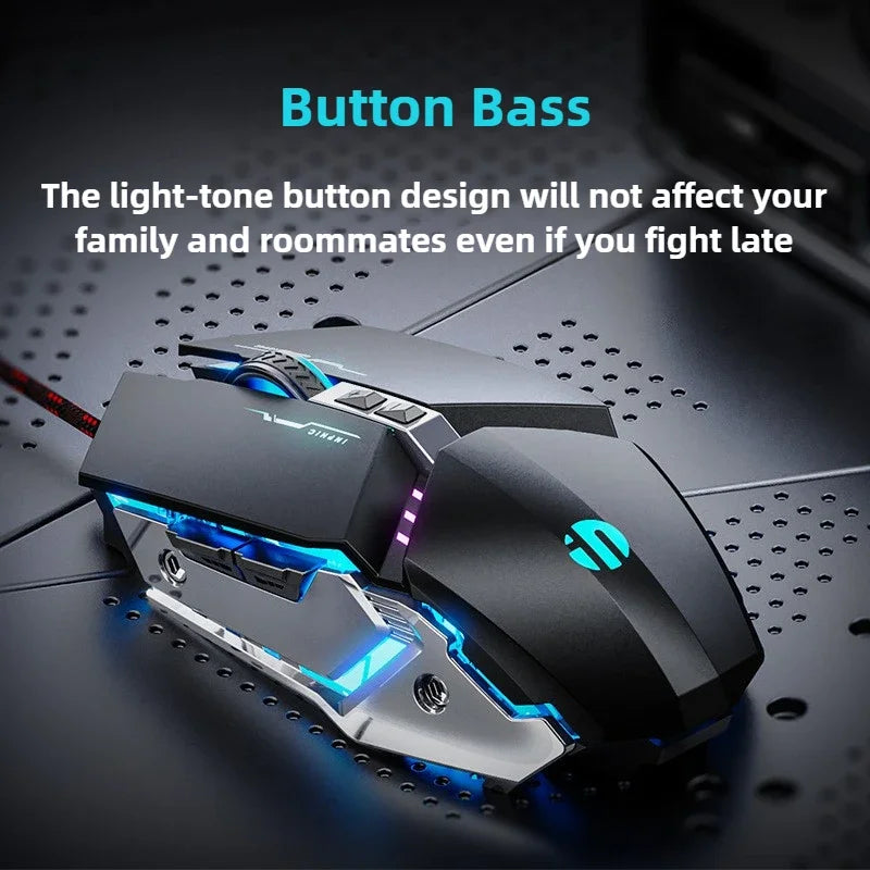 W2 USB Kabelgebundene Gaming Maus Metall Stil