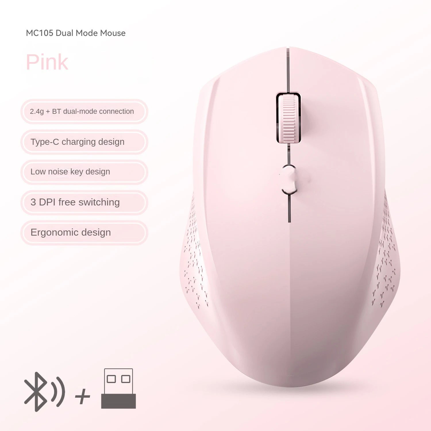 Ergonomische Bluetooth Funkmaus mit 2,4 GHz und Akku