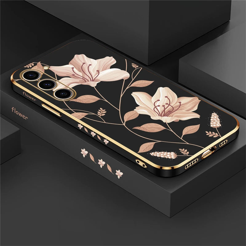 Silikon Hülle für Samsung Galaxy S24 Blumen Muster