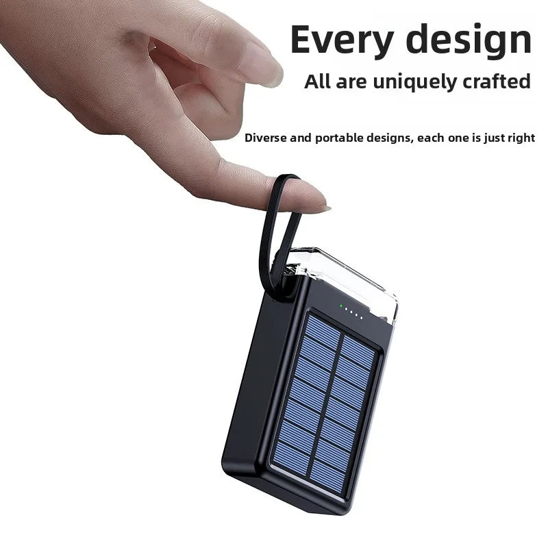 Mini-Solar-Powerbank 20000 mAh mit integriertem Kabel