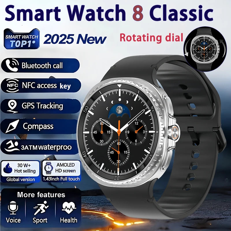 Elegante Uhr 8 Smartwatch 1,43" AMOLED GPS NFC 2025