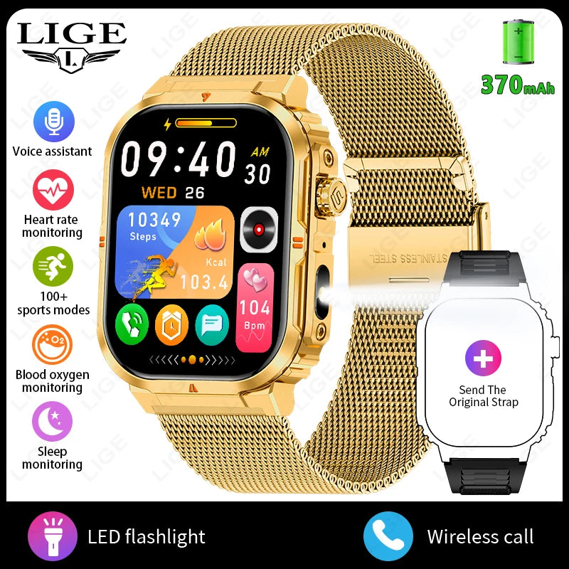 LIGE Outdoor Smartwatch mit LED & BT-Anruf 2024