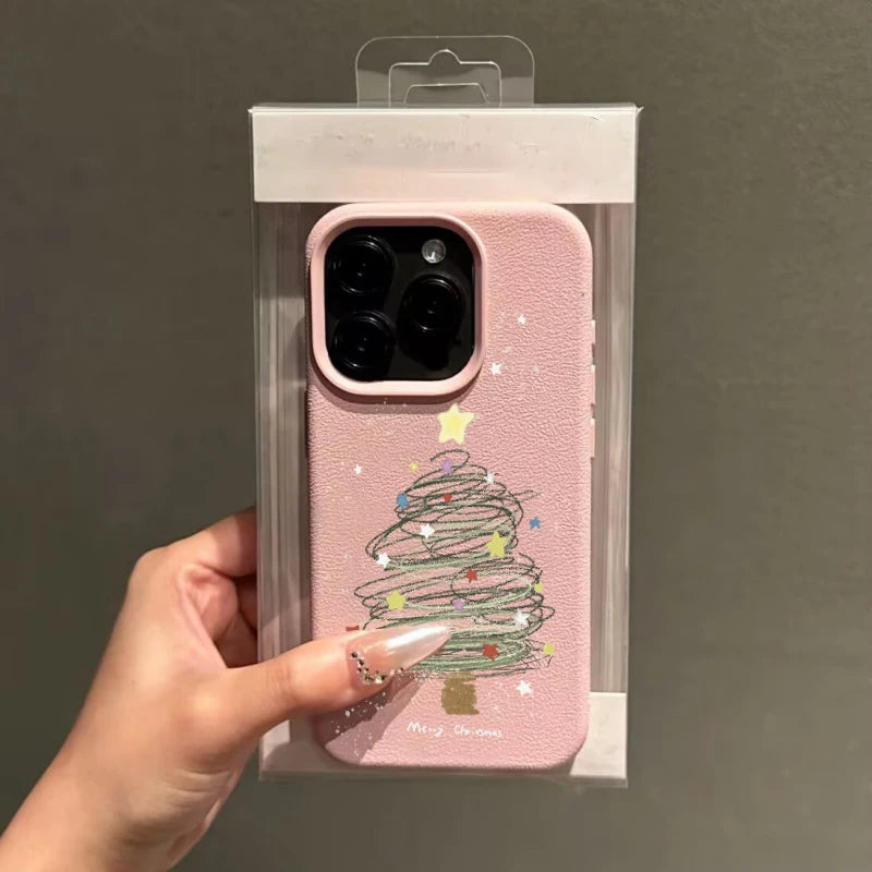 Handyhülle für Samsung S25 PU Leder Weihnachtsbaum