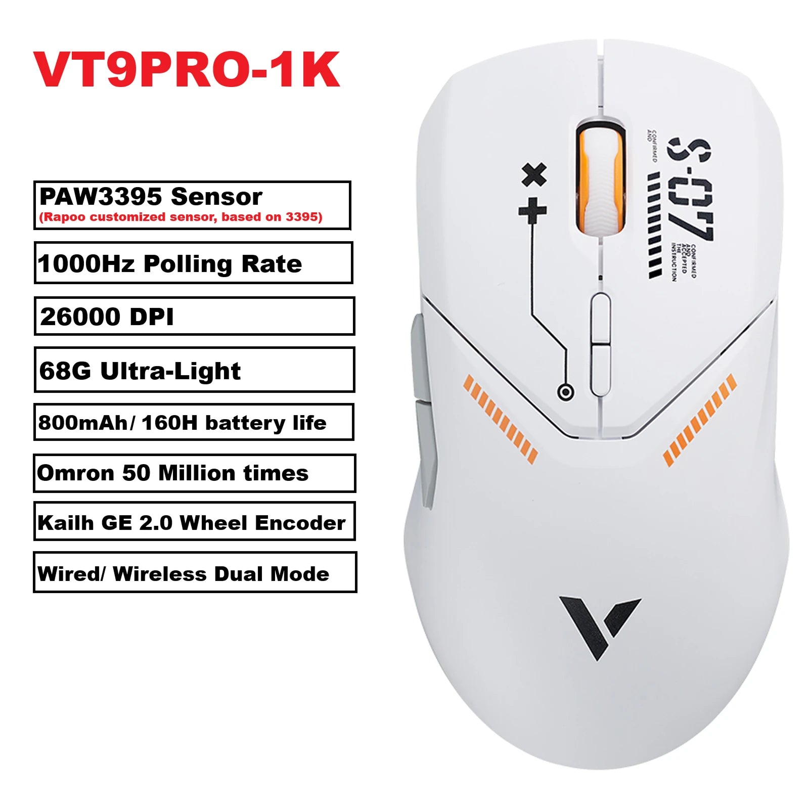 Ultraleichte Gaming-Maus 26000 DPI mit Dual-Modus
