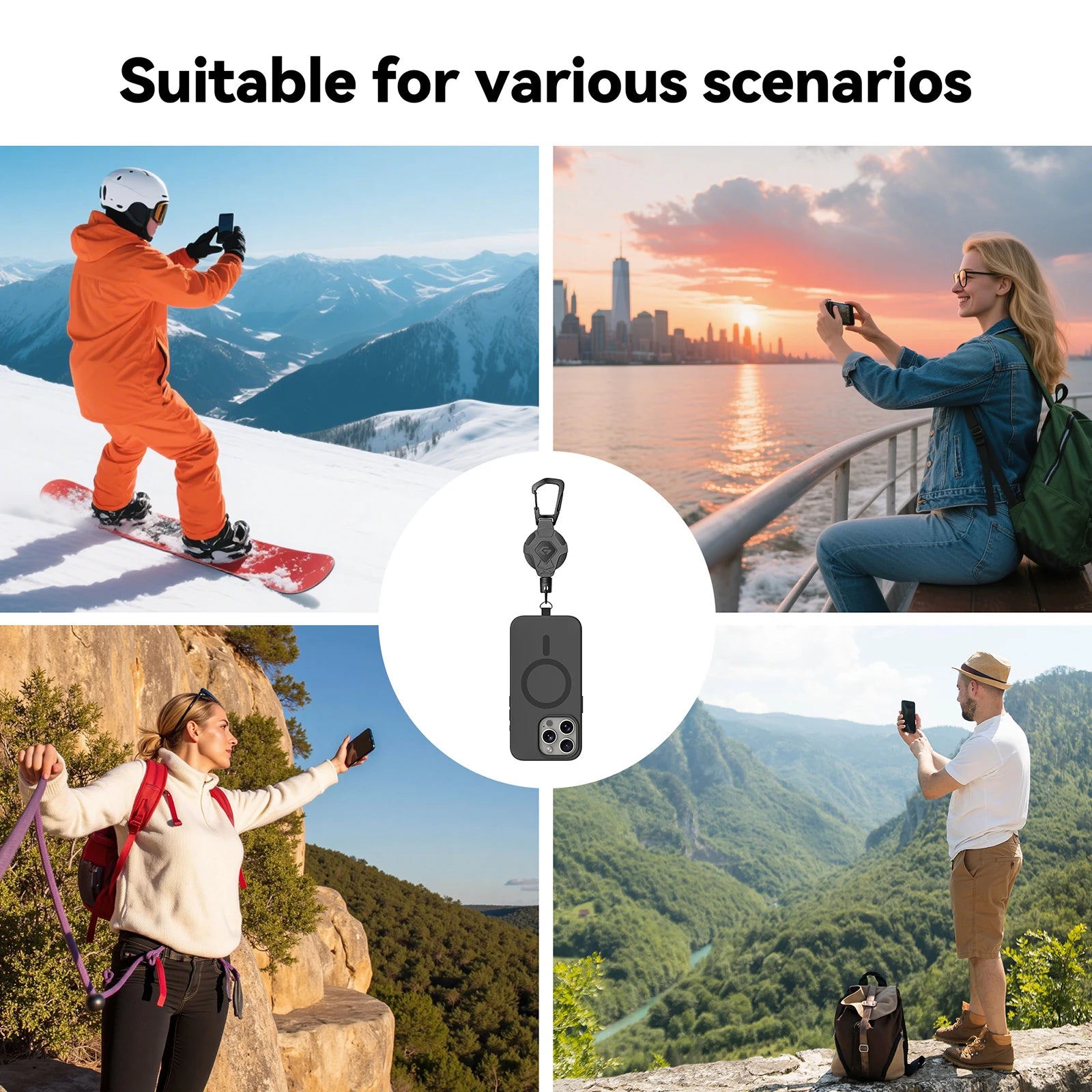 Einziehbarer Schlüsselanhänger mit Clip für Ausweis & Handy