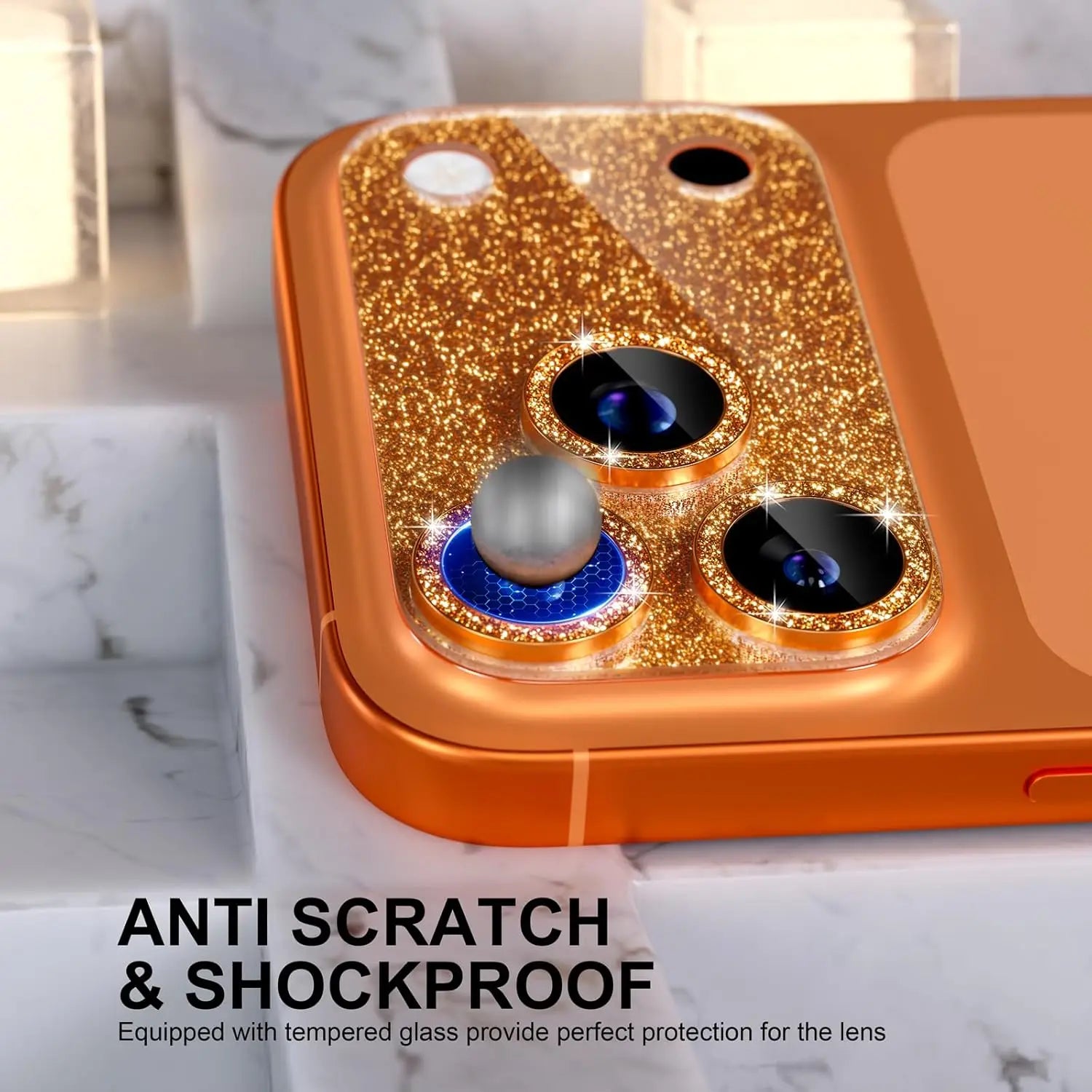 Glitter camera protective ring for iPhone 17 Pro Max