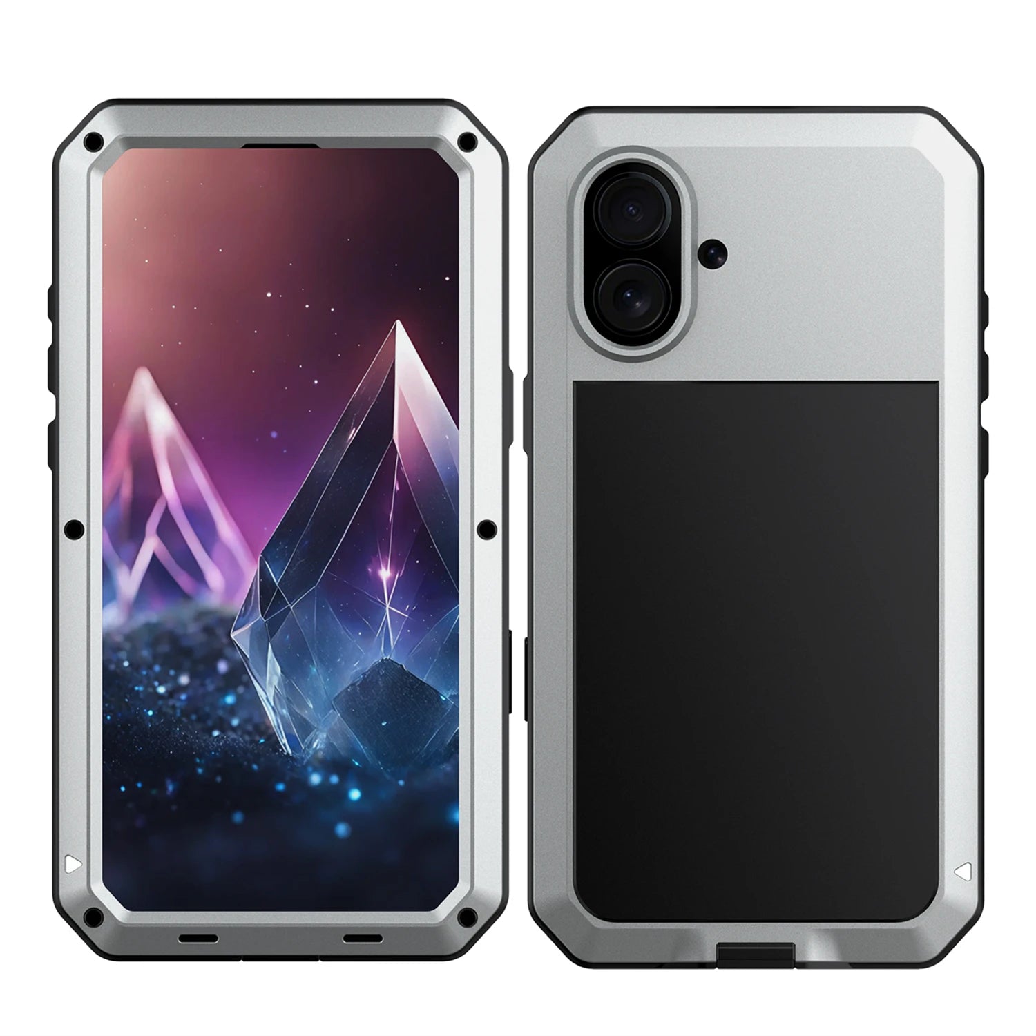 Stoßfeste Metall-Glas Hülle für iPhone 17