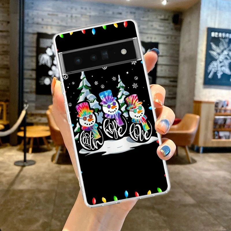 Transparente TPU Hülle mit Schneemotiv für Google Pixel 8