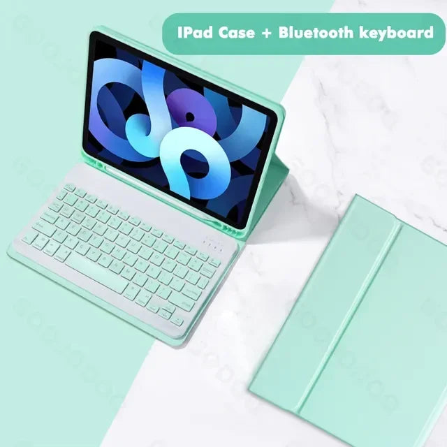 Bluetooth Tastatur & Maus mit Lederhülle für iPad 9.7–12.9 Zoll – Magnetisch & Stoßfest