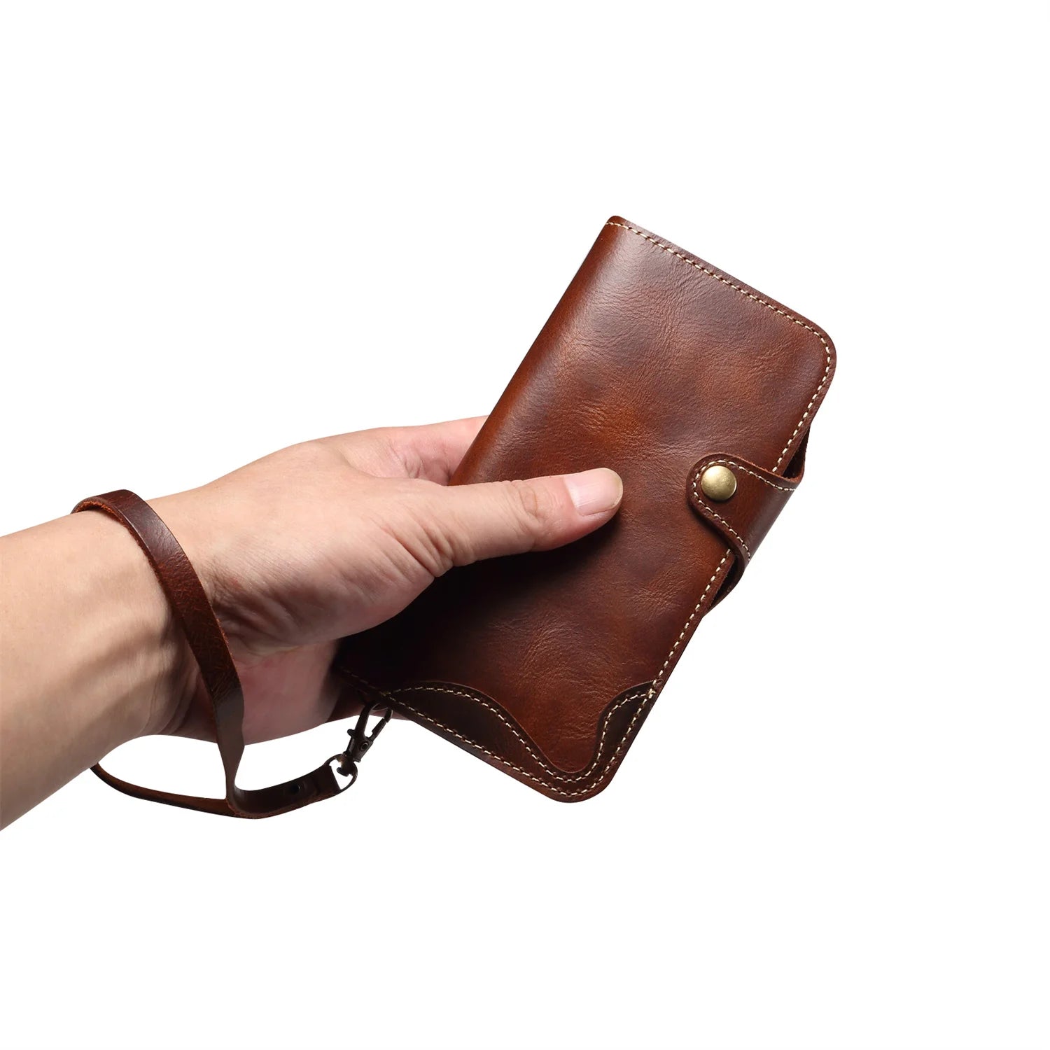 Denior Luxus-Ölwachs Echtleder Tasche für iPhone 17 Pro Max