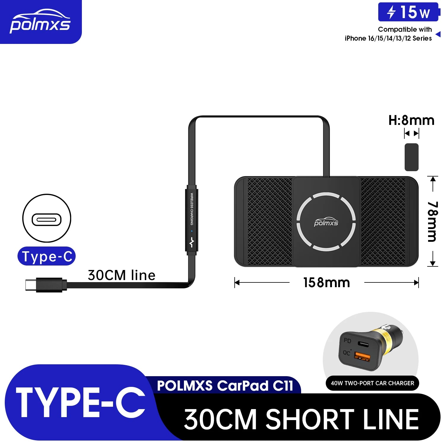 Magnetic Wireless Car Charging Pad for iPhone