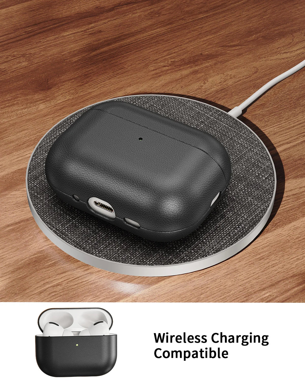 Echte Lederhülle für AirPods Pro 3 stoßfest mit Haken