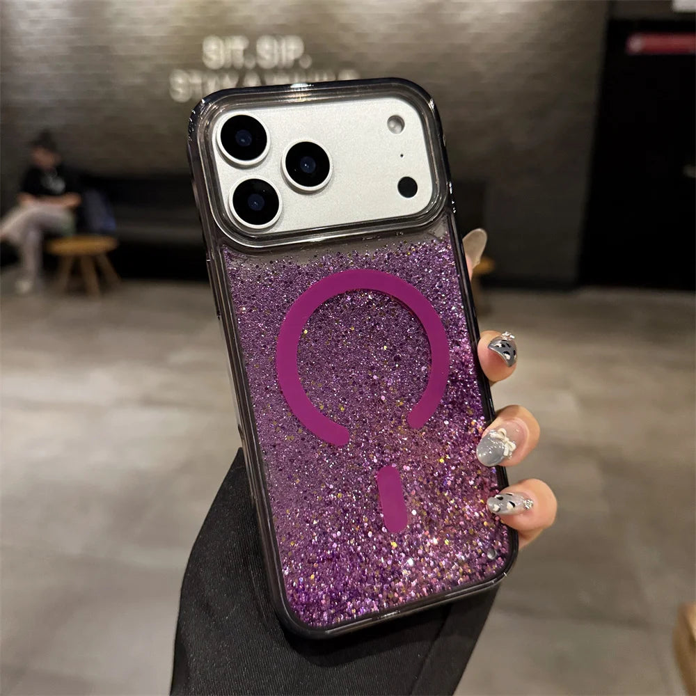 Magsafe Glitzer Treibsand Hülle für iPhone 17 Pro Max
