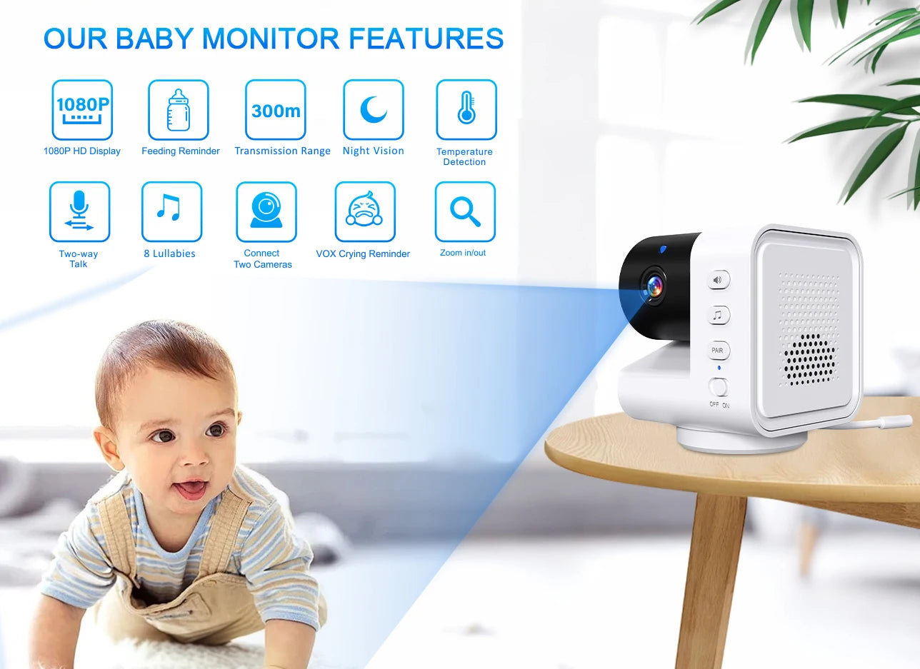 7-Zoll PTZ Baby Monitor mit Nachtsicht & Temperatur