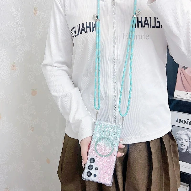 Glitzer Hülle mit Magnetband für Samsung S25 Ultra