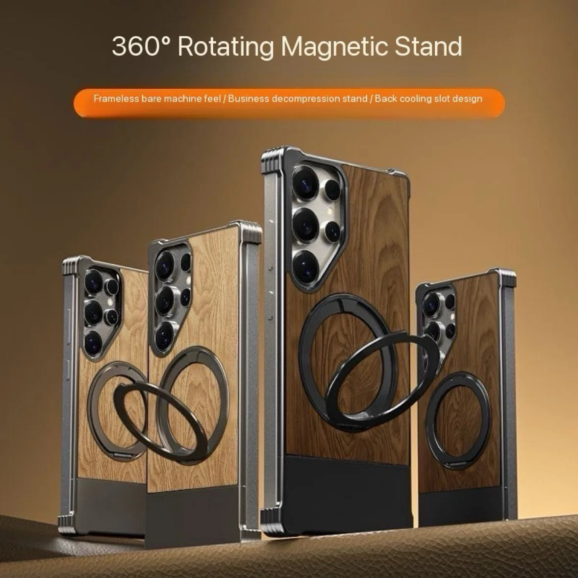 Metal phone case with stand for Galaxy S25–S23 Ultra