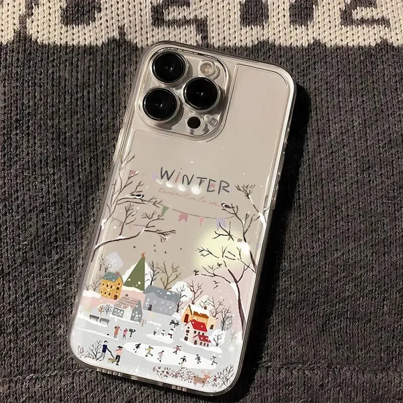 Softe Weihnachts-Schneemotiv Hülle für iPhone 17