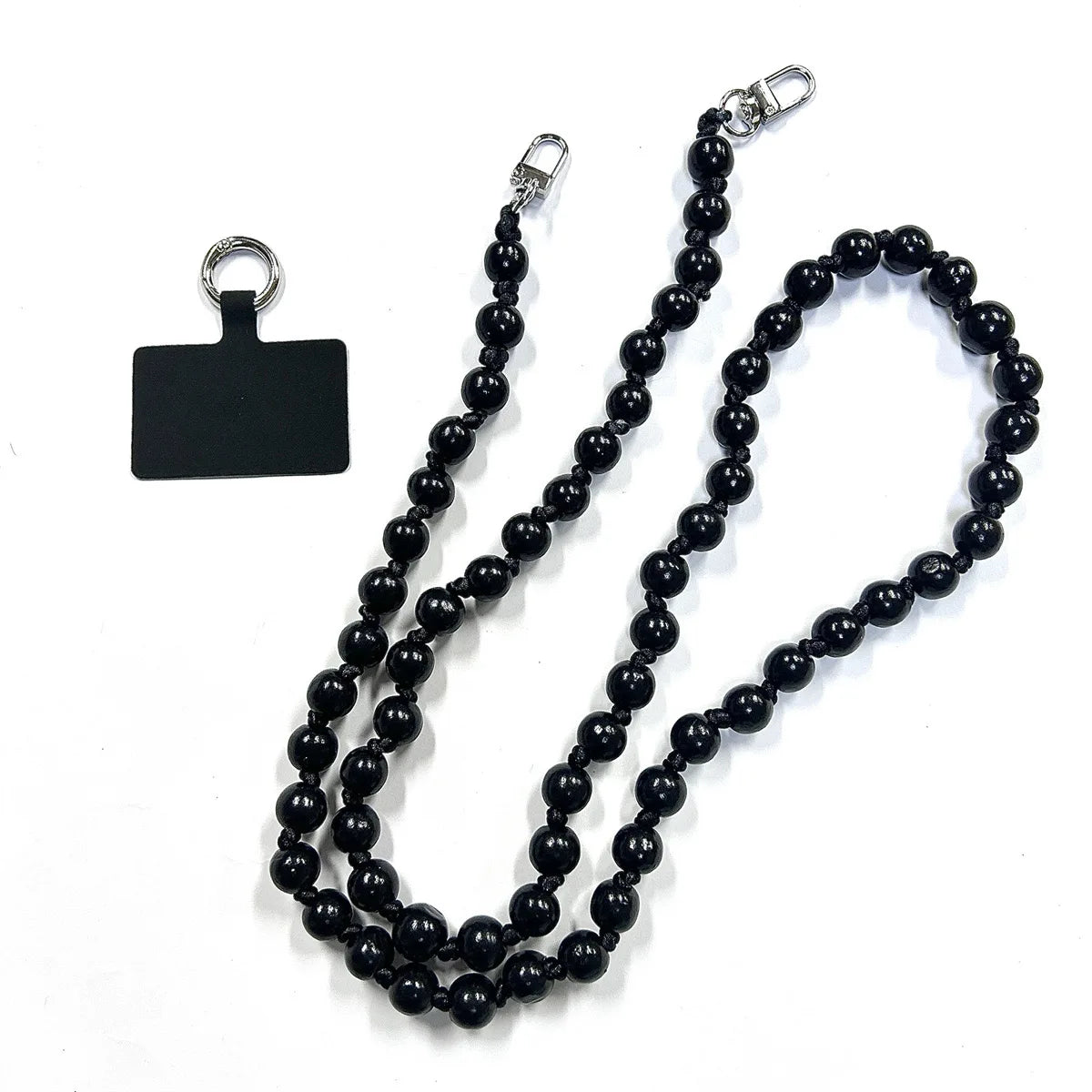 Langes Telefon Lanyard mit Holzperlen und Clip