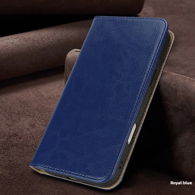 Echtleder Flip Case für iPhone 17 Pro Max mit Stand