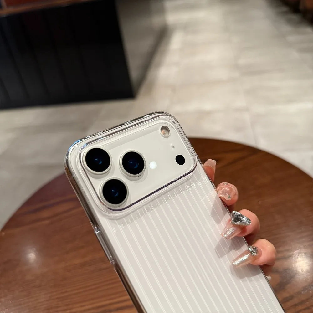 Luxuriöse, Transparente Hülle für iPhone 17 Pro Max – Wellenmuster, Stoßfest, Ultradünn