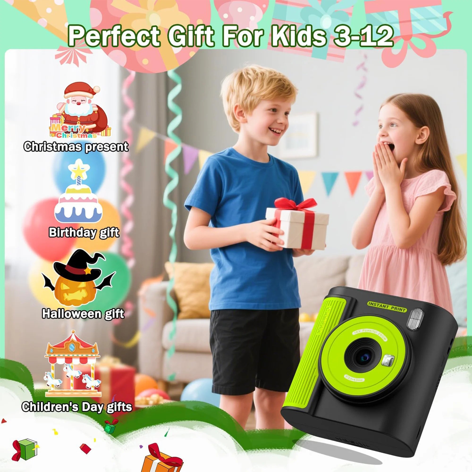 Kinder-Druckkamera 1080P HD mit Druckpapier & 32 GB