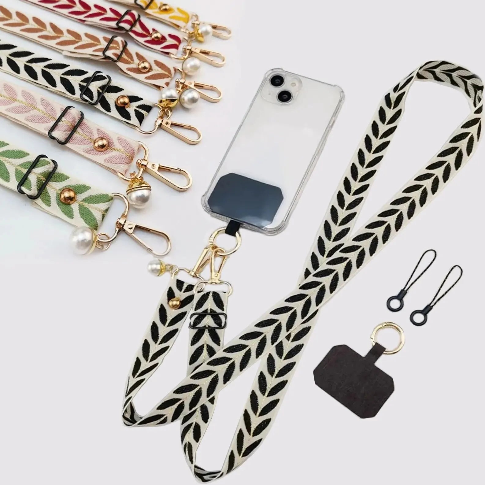 Verstellbares Handy-Lanyard mit Clip und Perlen