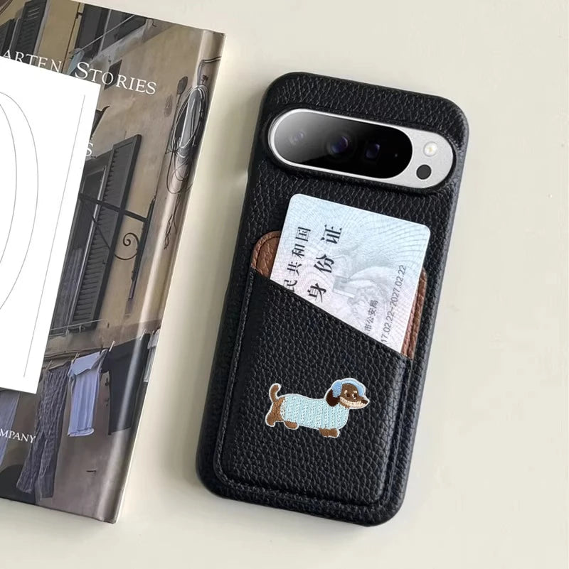 Leder Wallet Hülle mit Kartenfach für Google Pixel 10