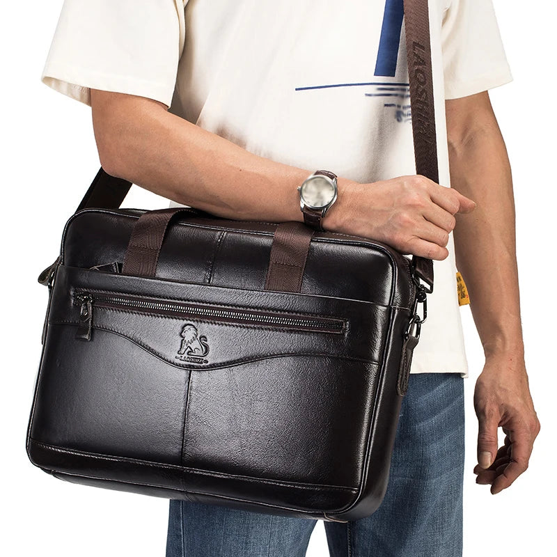 Rindsleder Aktentasche 14 Zoll Retro