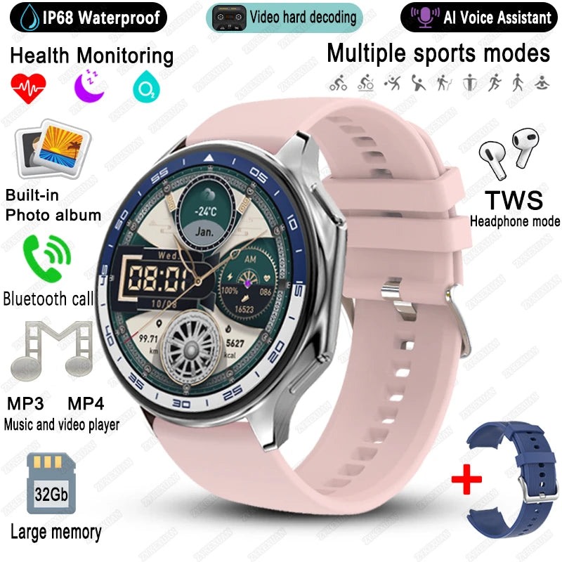 Elegante Smartwatch 2025 mit Video & Fitnessfunktionen