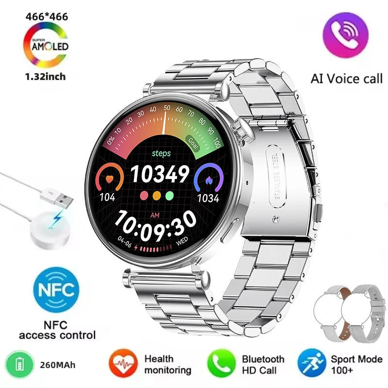 Elegante Damen Smartwatch GPS NFC Fullscreen 2025