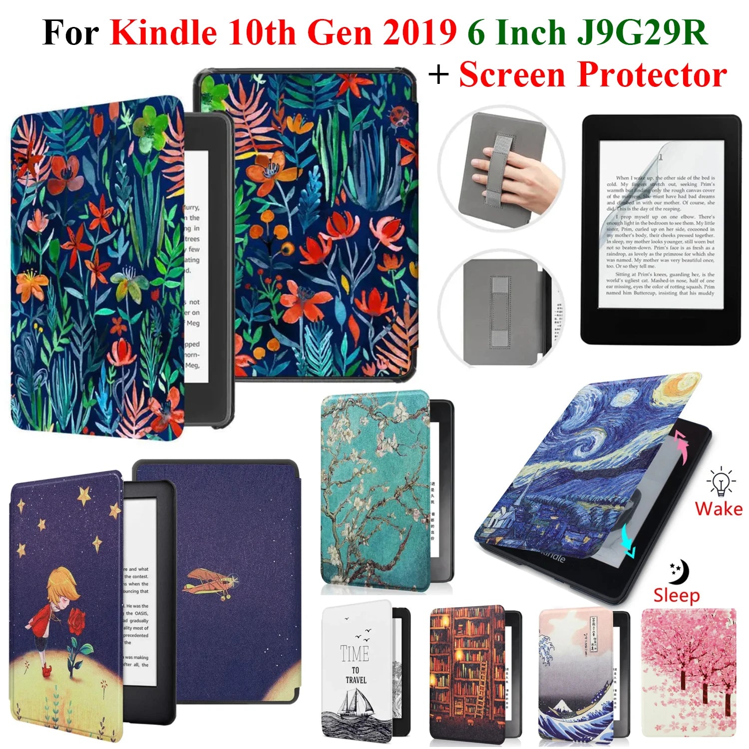 Hülle + Folie für Kindle 10. Gen 6 Zoll