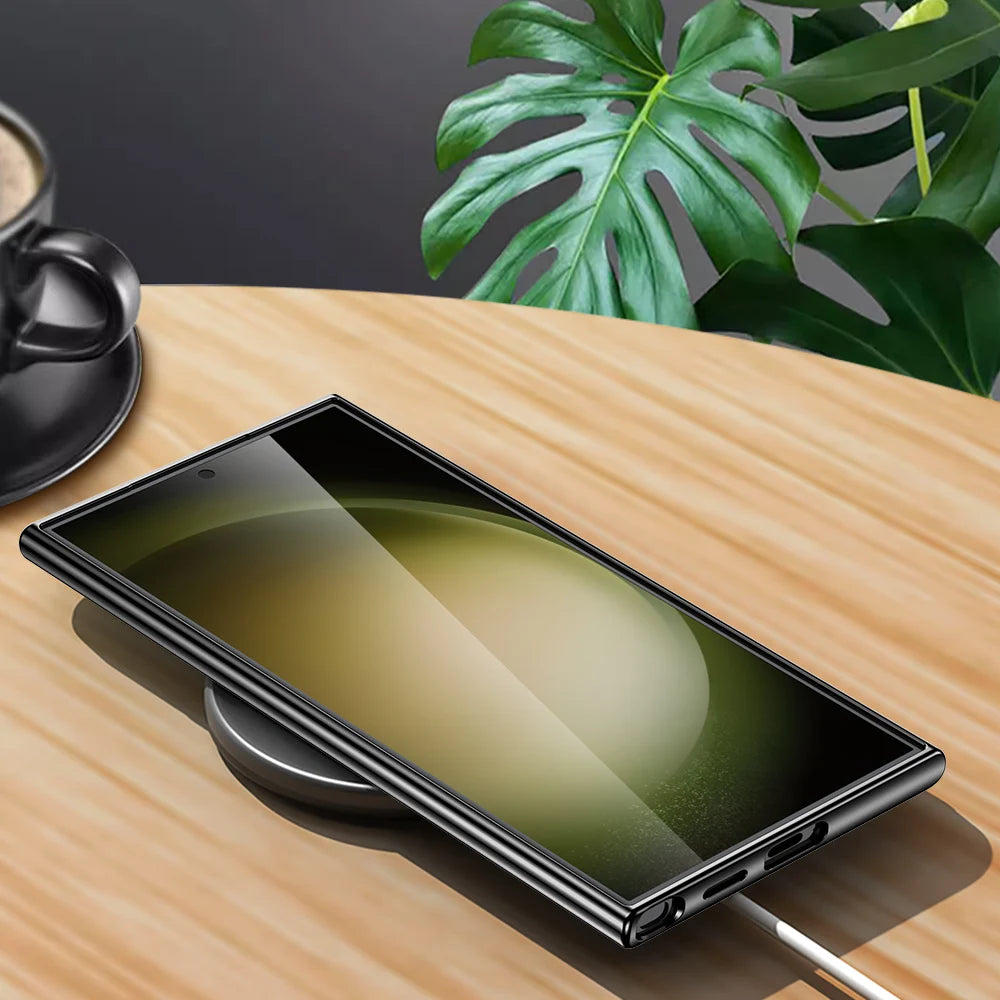 Luxus Leder Handyhülle für Samsung S25 360 Schutz