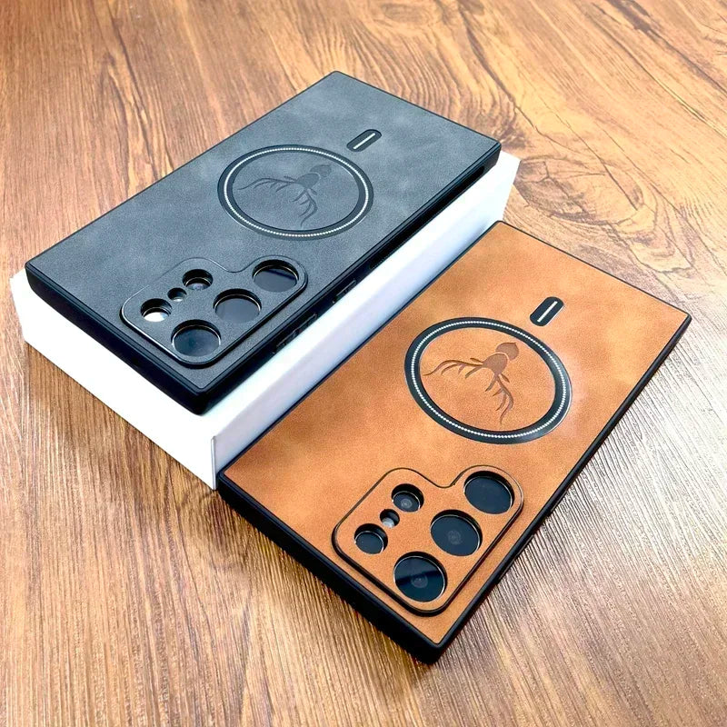 Vintage PU Lederhülle mit MagSafe