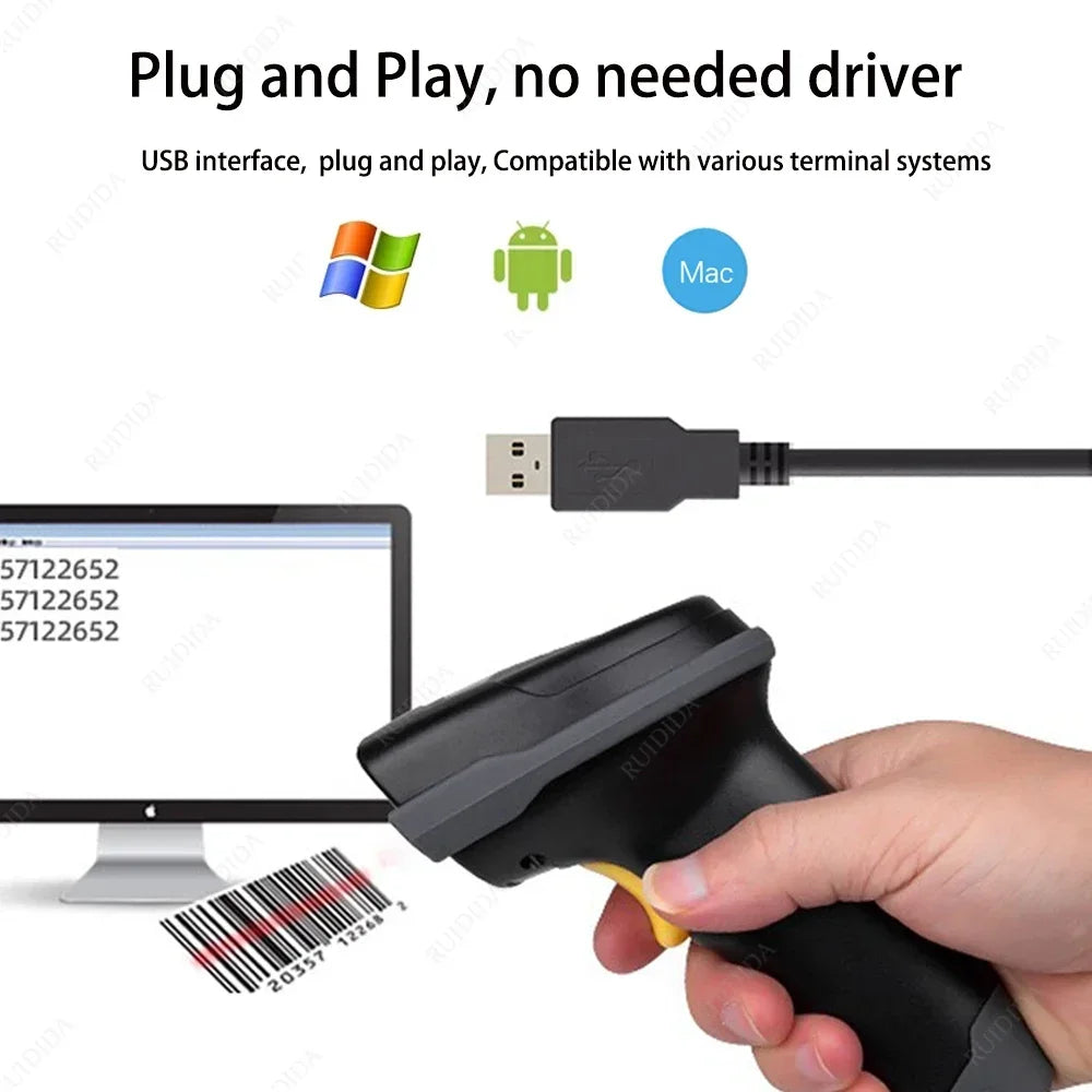 Kabelloser QR Barcode Scanner mit Ladestation 2D 1D