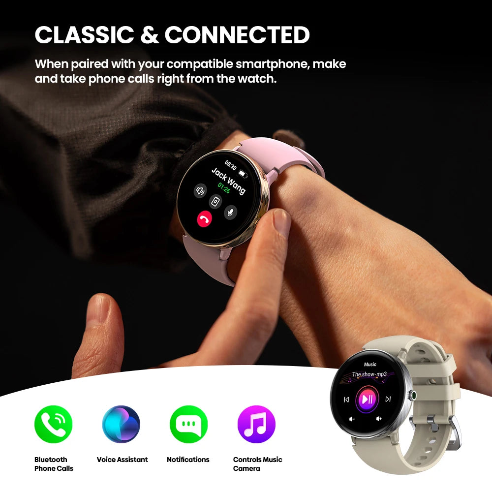 Moderne Damen Smartwatch 1,2" AMOLED mit Anruffunktion