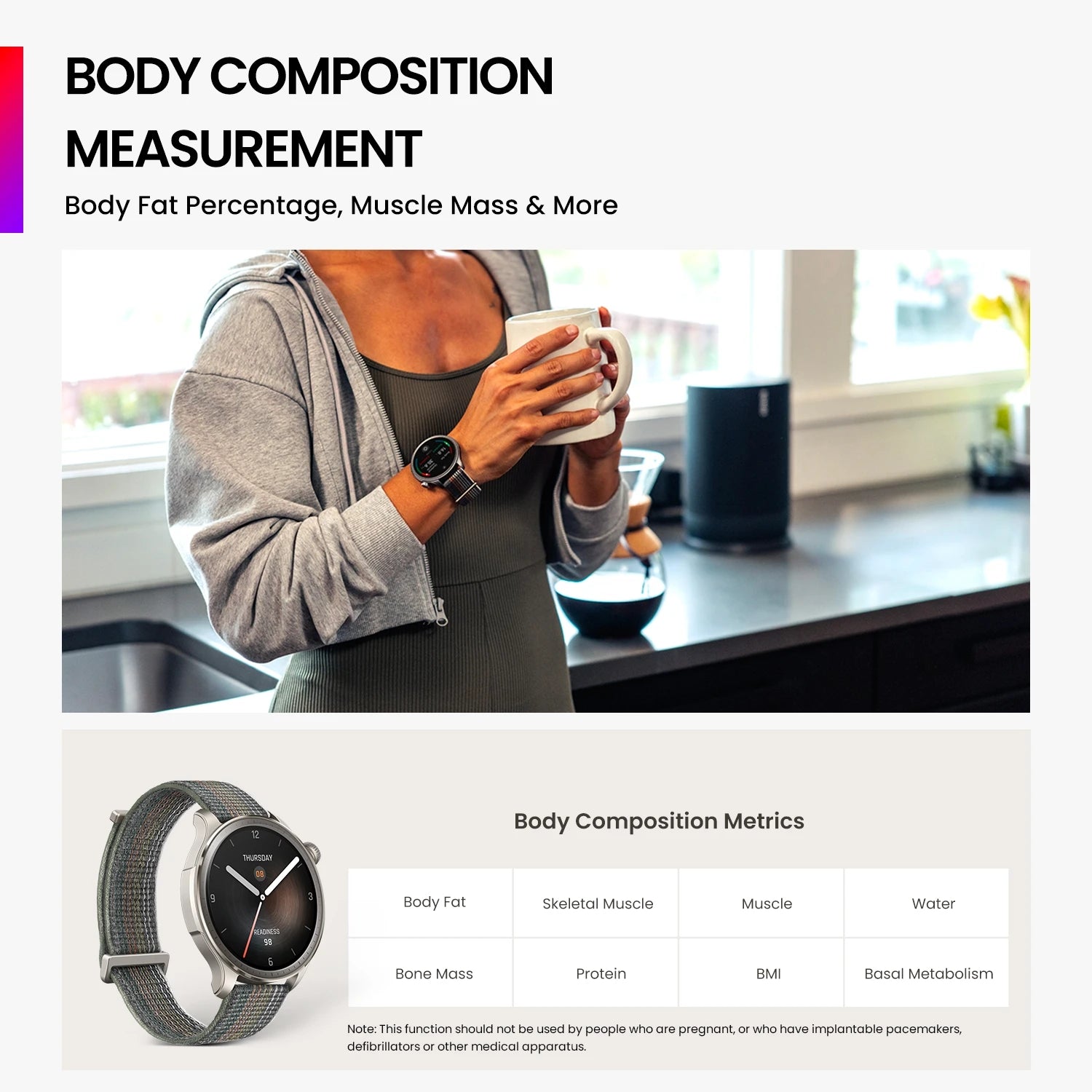 46mm Smartwatch mit GPS, Schlafcoach & Sportmodi