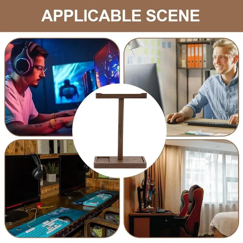 Massivholz Kopfhörerständer Walnuss für Schreibtisch