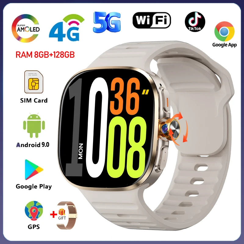 5G Smartwatch 2,4" AMOLED GPS Kamera 128GB Akku