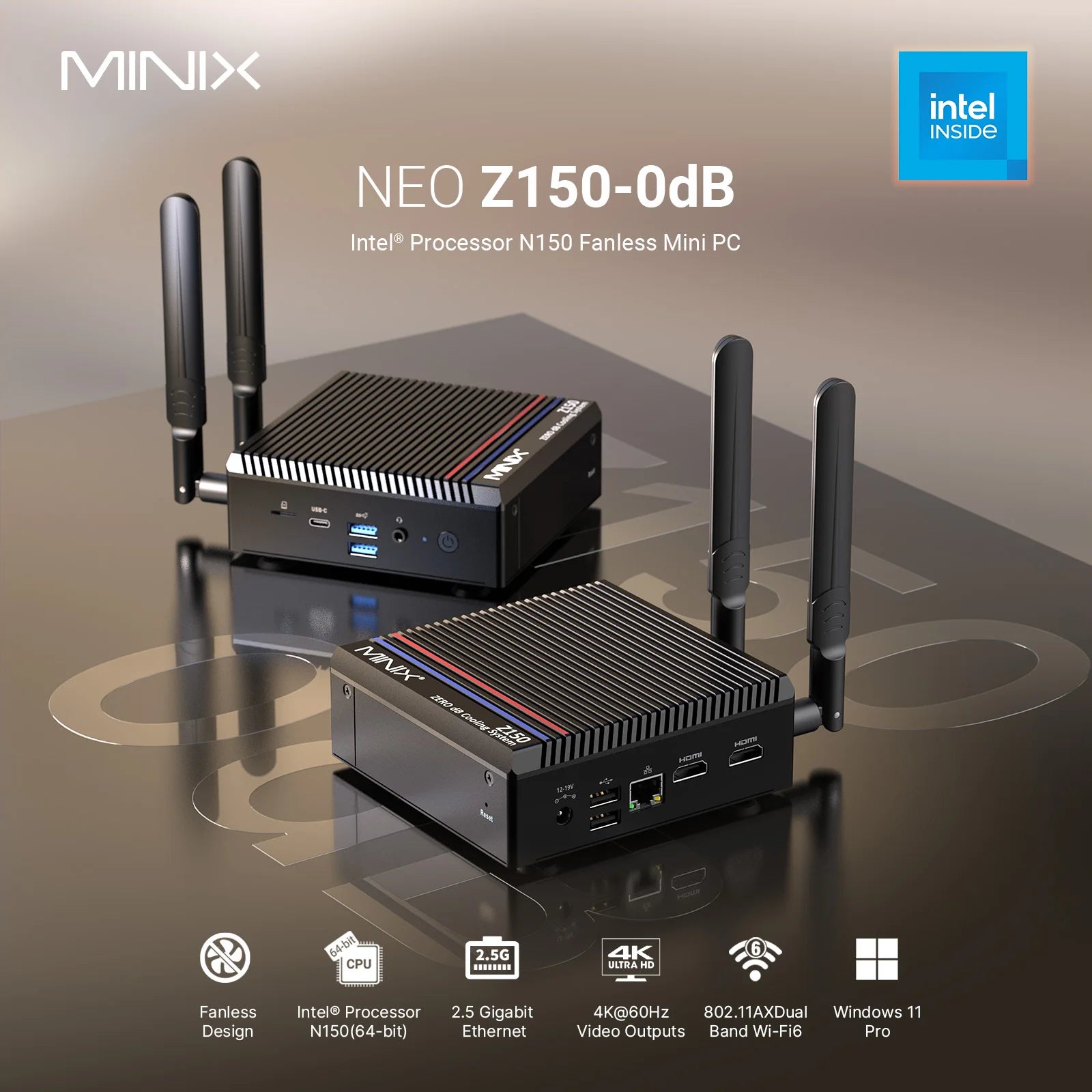 Lüfterloser Mini-PC 16GB RAM 512GB SSD 4K Dual HDMI