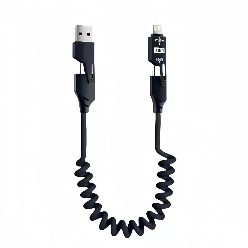 4-in-1 65W USB Schnellladekabel Feder