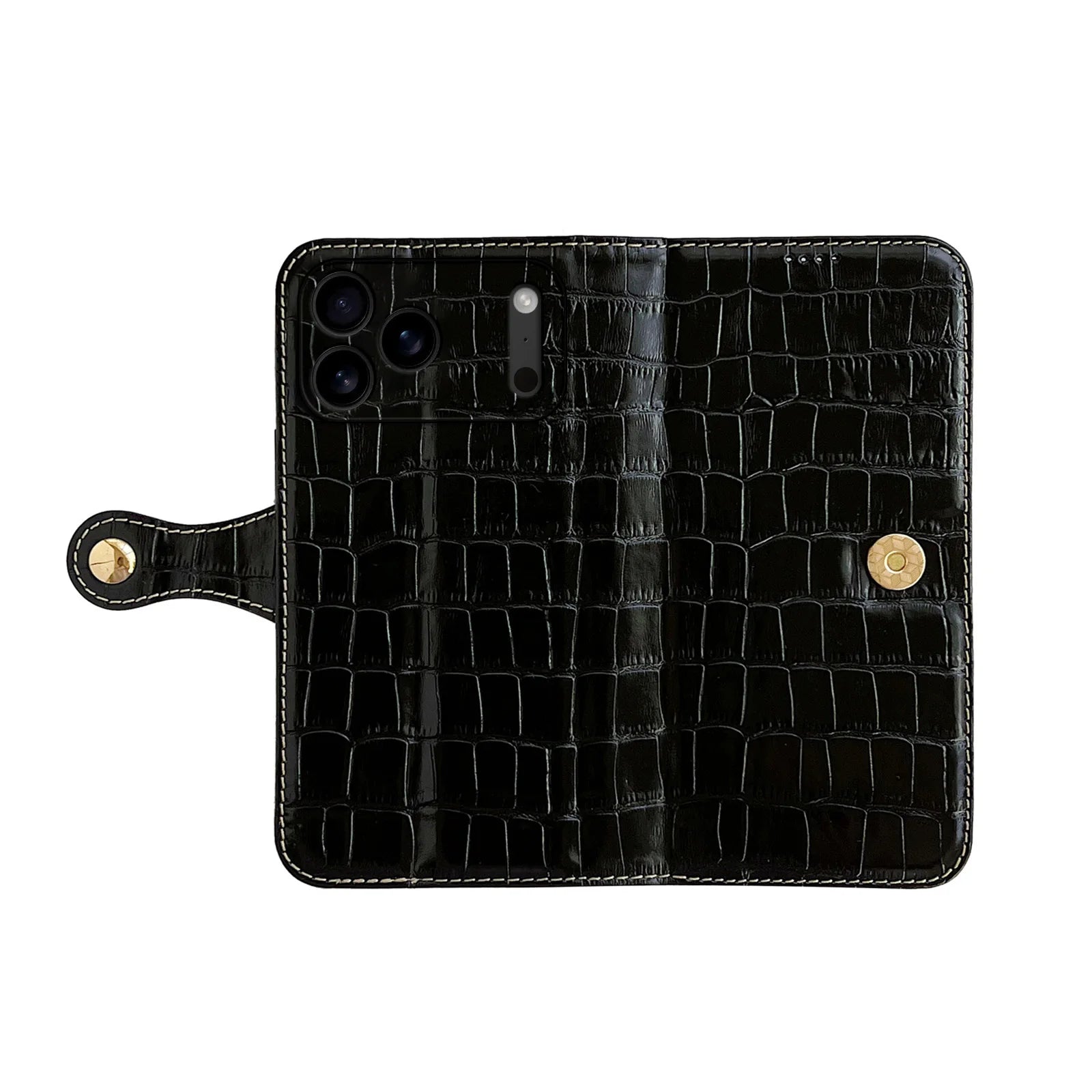 Echtleder Wallet-Hülle Krokodilleder für iPhone 17