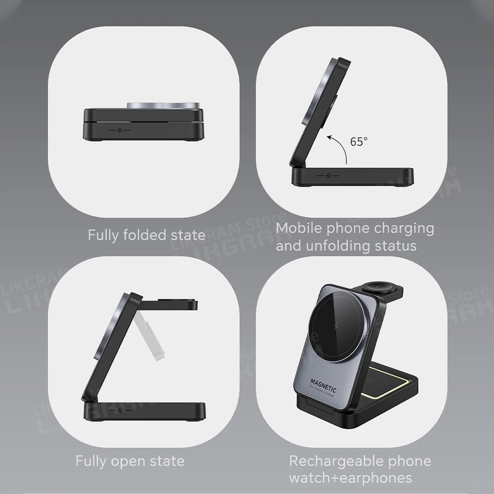 Magnetisches 3-in-1 Ladegerät mit Nachtlicht für iPhone