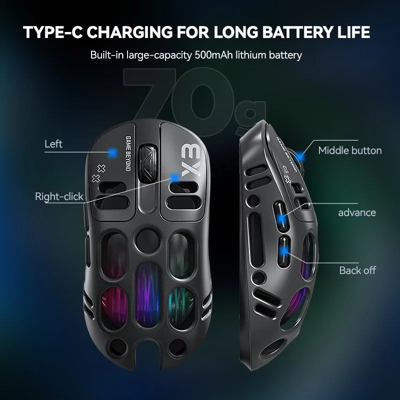 Kabellose Gaming-Maus X3 mit RGB Licht und PAW3311