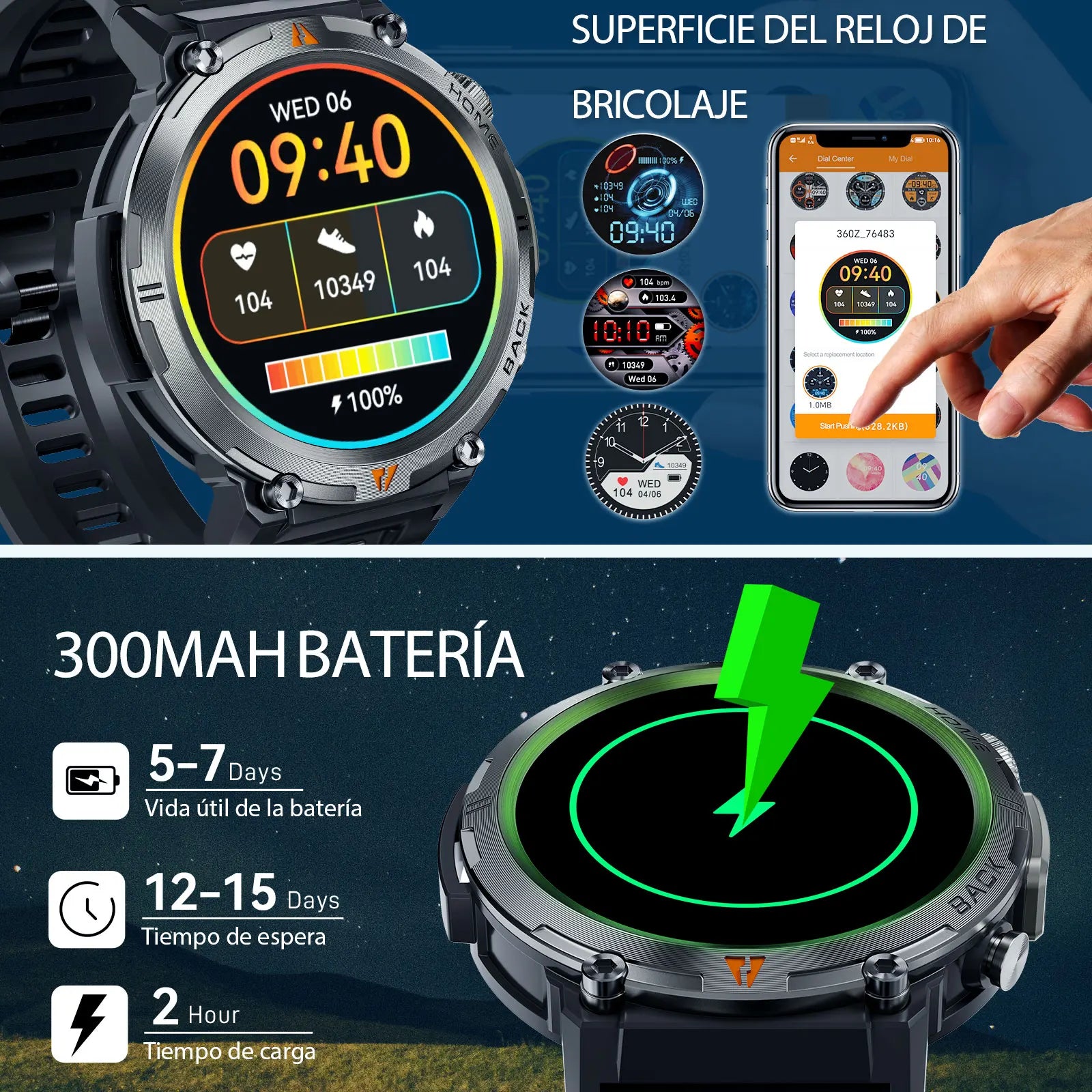 Elegante Smartwatch KE3 mit 3ATM Wasserschutz und Bluetooth-Anruf
