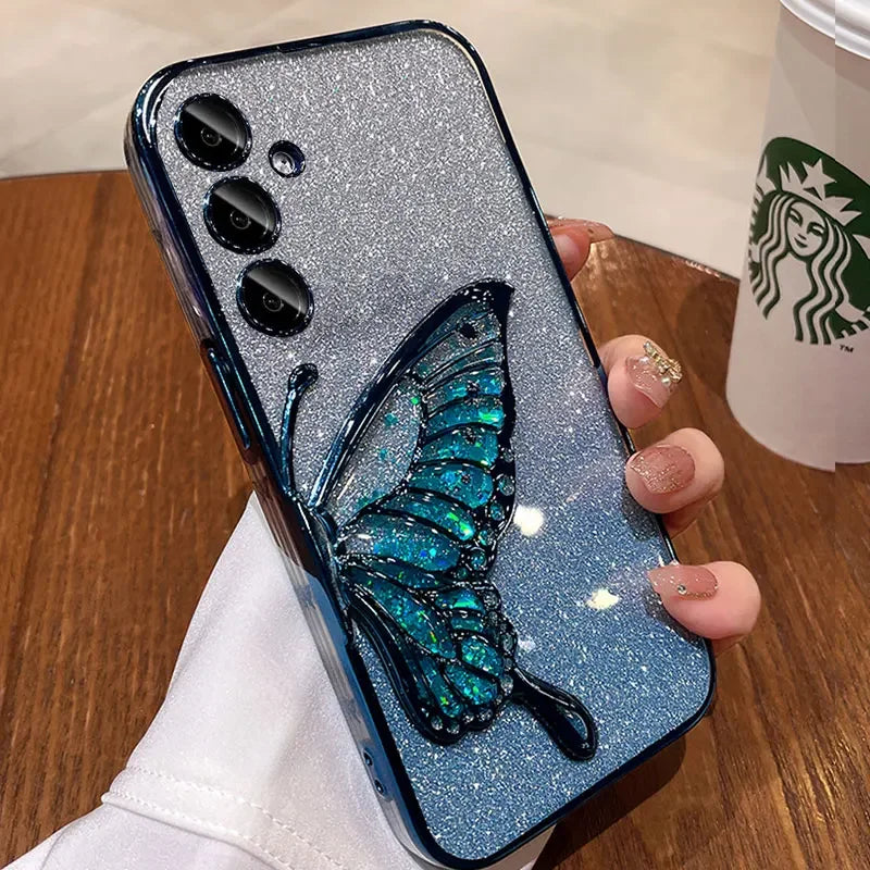 Schmetterling Glitzer Hülle für Samsung S25