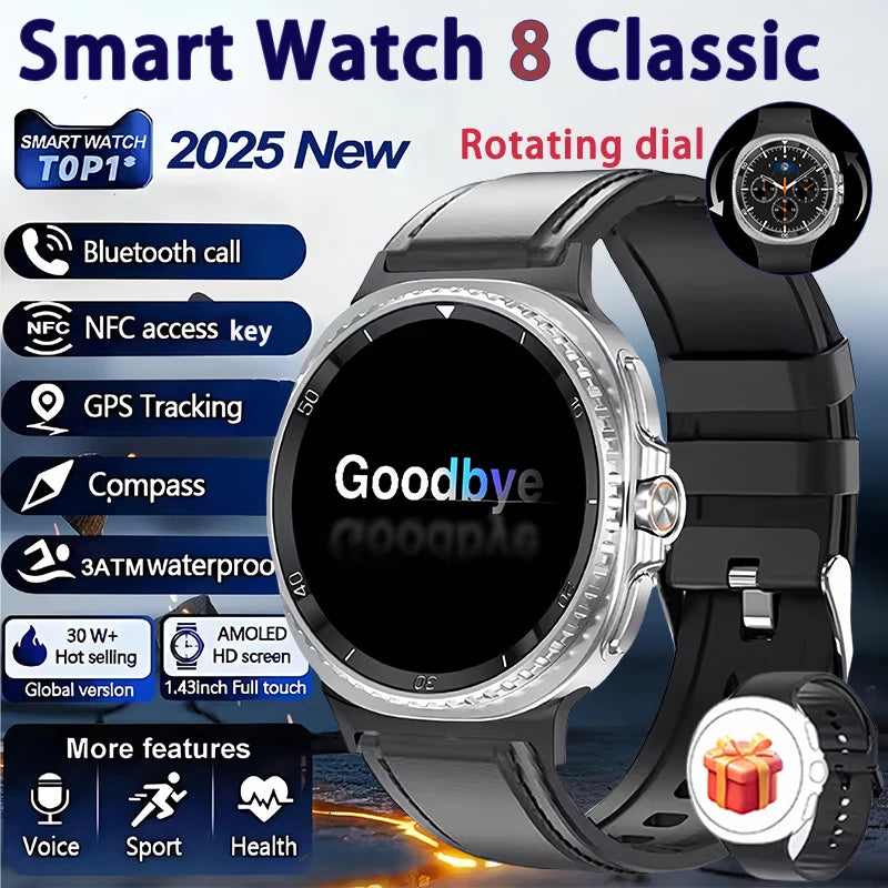 Elegante Uhr 8 Smartwatch 1,43" AMOLED GPS NFC 2025