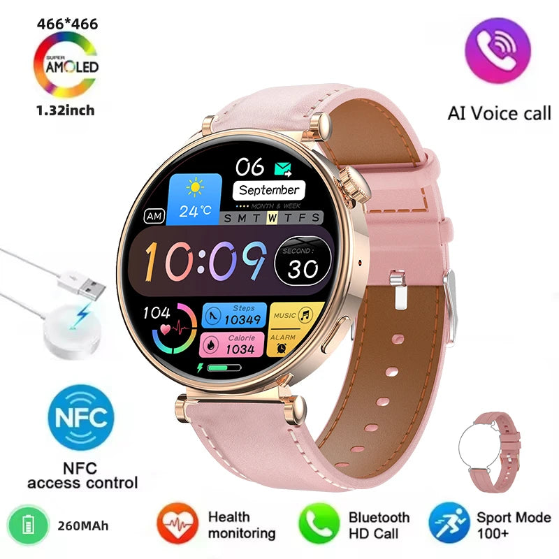Elegante Damen Smartwatch GPS NFC Fullscreen 2025